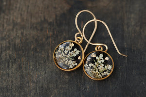 Black & Gold Flower Circle Earrings