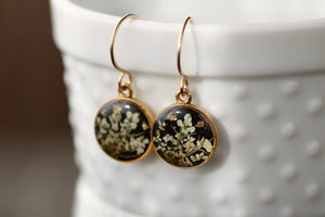 Black & Gold Flower Circle Earrings