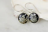 Black & Silver Flower Circle Earrings