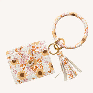 Sunflower Field Circle Wristlet Keyring