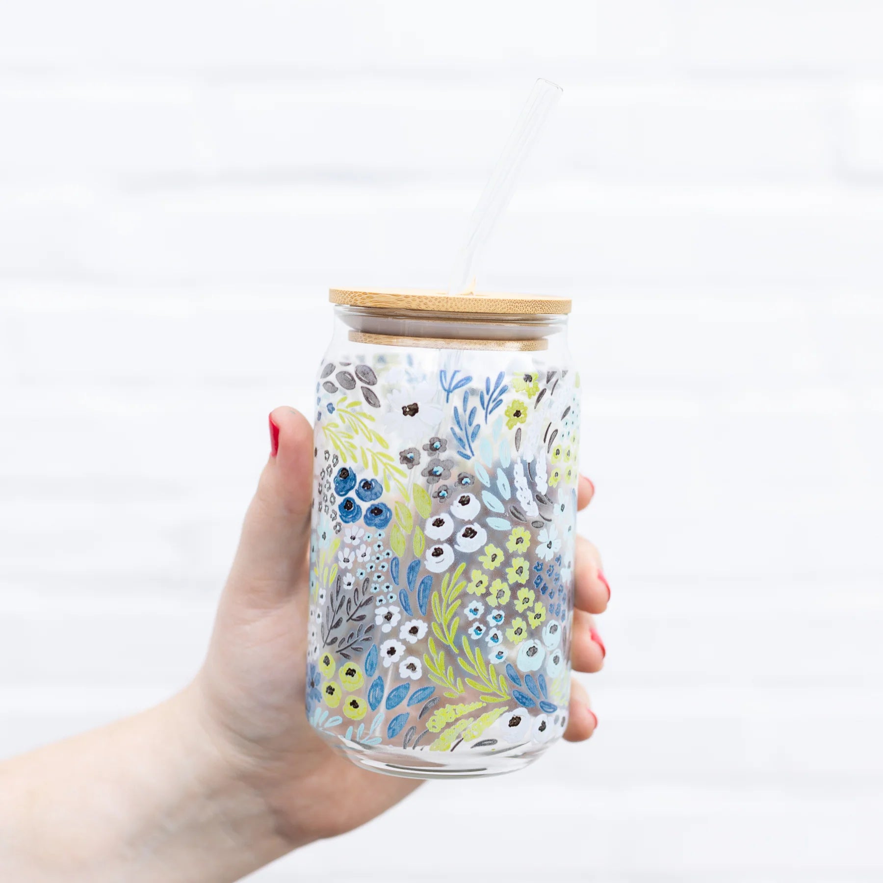 Waterfall Floral Glass Can