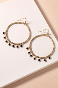 Beaded Metal Hoop Earrings