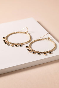 Beaded Metal Hoop Earrings