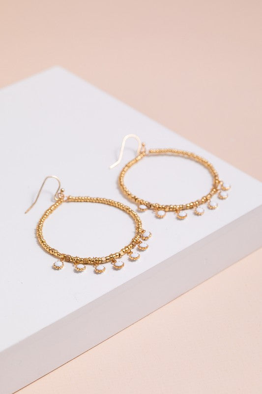 Beaded Metal Hoop Earrings