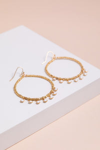 Beaded Metal Hoop Earrings
