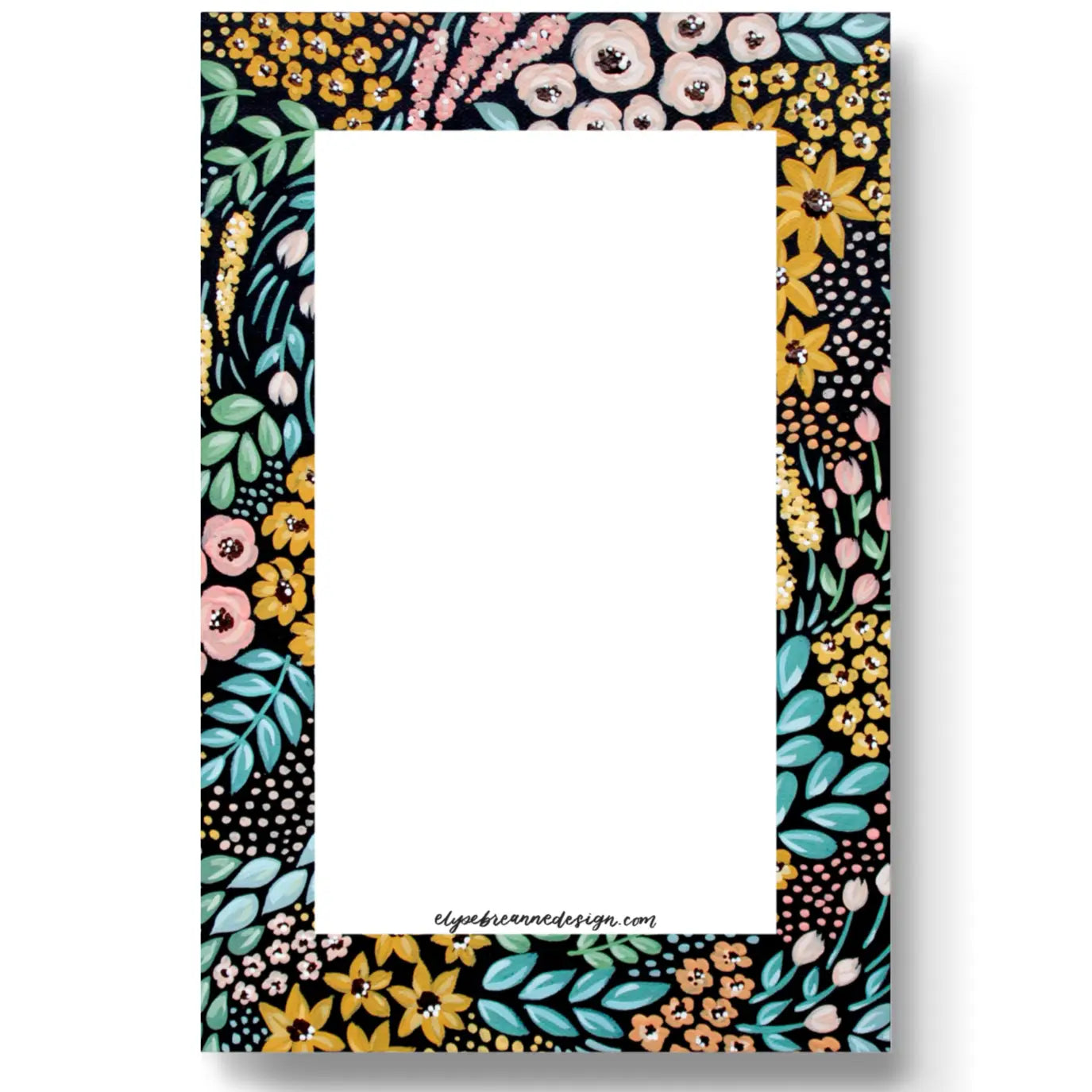 Black Floral Notepad