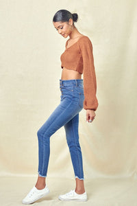 Haddie High Rise Button Fly Skinny