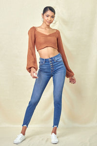Haddie High Rise Button Fly Skinny