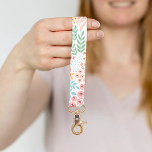 White Floral Keychain