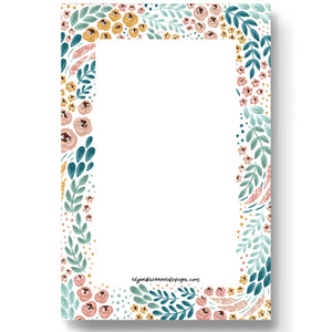 White Floral Notepad